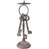 Clayre & Eef Šedý antik kovový svietnik s bodcom na širokú sviečku - 13*11*33 cm - Clayre & Eef