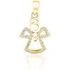 Pozlátený strieborný prívesok so zirkónmi anjel JVD SVLP0820XH2GO00
