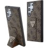 Guess PU Grip Stand 4G Strass Triangle Metal Logo Zadní Kryt pro Samsung Galaxy S24 Ultra Brown GUHCS24LPGS4TDW