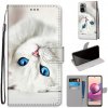 Peňaženkové kožené puzdro Drawing Cross na Xiaomi Redmi Note 10/10S - White Kitten