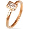 Šperky eshop - Prsteň zo striebra 925 - zirkón v obdĺžnikovom ráme, medený povrch E7.9 - Veľkosť: 54 mm