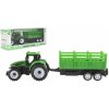 Teddies Traktor s vlekom plast 21cm na voľný chod 2 farby v krabičke 23x9x6cm