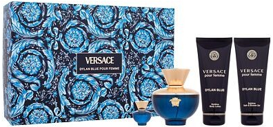 Versace Pour Femme Dylan Blue dárková sada: EDP 100 ml + EDP 5 ml + tělové mléko 100 ml + sprchový gel 100 ml