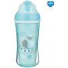 Canpol babies Športová fľaša so silikónovou slamkou JUNGLE 260ml modrá