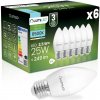 6x LED žiarovka E27 Candle B35 2,5W = 25W 249lm 6500K Cold 180° LUMILED