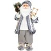 Dekorácia MagicHome Vianoce, Santa so sánkami, biely-šedý, 60 cm