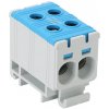 Tracon Dvojitá rozvodná odbočná svorkovnica na DIN lištu aj na povrch 2x35-240mm² modrá FLEAL-240/2K