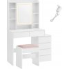 SONGMICS Toaletní stolek s LED osvětlením a taburetem Vasagle Ginny 98 cm bílý