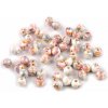 Porcelánové korálky s kvetmi Ø6 mm - modrá ľadová ružová svetlá (50 ks)
