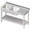 Stůl s dvoukomorovým dřezem po levé straně s policí 1500x700x850 mm | STALGAST, 980847150 inox