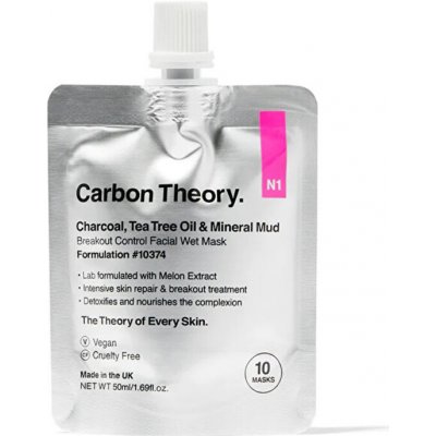 Carbon Theory Charcoal, Tea Tree Oil & Mineral Mud Breakout Control Facial Wet Mask - Minerálna bahenná maska 50 ml