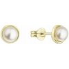 Zlaté 14 karátové náušnice kôstky žlté zlato s bielou riečnou perlou 91P00031