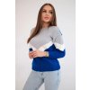 Sweater with geometric patterns gray+purple-blue modrá | šedá One size Kesi 5907302502964