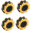 Robotické Mecanum kolesa 80 mm - sada 4 všesmerných kolies, žltá (6.7 mm náboj)