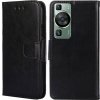 Peňaženkové kožené puzdro Crystal na Huawei P60 Pro - Čierna