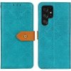 Peňaženkové kožené puzdro Floral na Samsung Galaxy S24 Ultra 5G - Modrá