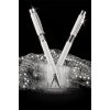 ART CRYSTELLA Guľôčkové pero, Crystals from SWAROVSKI®, biele, s bielymi krištáľmi v strede tela, 14cm
