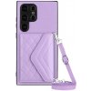 Kožený kryt Rhombic Bag na Samsung Galaxy S24 Ultra 5G - Svetlo fialová