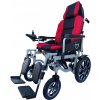 Zoela 6005XL Elektrický invalidní vozík s šířkou sedadla 52 cm – skládací a polohovací Stříbrný rám: Červené polstrování