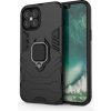 Puzdro iPhone 12 / iPhone 12 Pro plastové čierne s držiakom