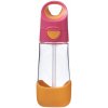 B.BOX Fľaša na pitie so slamkou ružová/oranžová 9m+ 450 ml