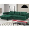 Rohová sedacia súprava Paris, tmavo zelená látka, ľavý roh