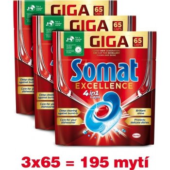 Somat Excellence tablety do umývačky riadu 3 x 65 ks = 195 ks od 34,9 € -  Heureka.sk