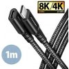 AXAGON BUCM32-CF10AB predlžovací kábel USB-C (M) USB-C (F), 1m, USB 20Gbps, PD 240W 5A, 8K HD, ALU, oplet, čierny