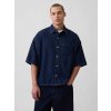 Gap oversize džínsová košeľa s logom tmavomodrá