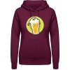 AWDis Hoodie Mikina - Dizajn - Smrtka v pivnom pohári - Purpurovočervená - XL - Dámske