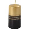 Vianočná sviečka Lumina Gold valec Ø6x13 cm čierno-zlatá