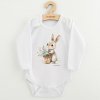 Detské body s potlačou New Baby Zajačik s kvetinkami - 86 (12-18m)