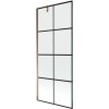 Mexen Next, vaňová zástena 1-krídlová 80 x 150 cm, fixné krídlo, 6 mm číre sklo s čiernym vzorom, ružové zlato profil, 895-080-000-00-77-60