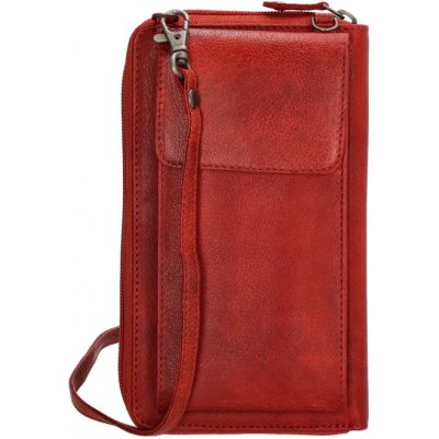Červená kožená kabelka na mobil + peňaženka 2v1 „Dayana“