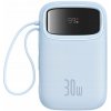 Powerbanka Baseus QPow 2 30W 10000 mAh s vstavanými káblami USB-C, modrá