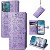 Peňaženkové kožené puzdro Cat and Dog na Motorola Edge 40 Neo - Fialová