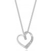 Šperky eshop - Strieborný 925 náhrdelník - číre diamanty, obrys srdca so zvlneným ramenom, nastaviteľný T12.15