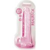 RealRock Crystal Clear 10″ dildo s prísavkou a semenníkmi 27,5 x 5,3 cm