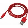 mobilNET dátový kábel MicroUSB 0,90m Červený textilný