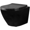Rea CARLO MINI Black RIMLESS FLAT WC závesná misa 49 x 37 x 37 cm so sedátkom,čierne C8936
