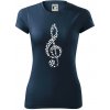 Husľový kľúč z nôt - Dámske Fantasy športové (dresovina) - XL ( Tmavomodrá (veľmi tmavá - skoro čierna) )