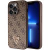 Obal / kryt na Apple iPhone 15 Pro hnedé - Guess PU 4G Strass Triangle Metal Logo