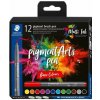Fixka v tvare štetca, sada, STAEDTLER Pigment brush 371, 12 rôznych základných farieb