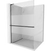 Mexen Kioto+ L, sprchová zástena Walk-In s poličkou a vešiakom 80 x 200 cm, 8mm číre sklo-námraza, čierny profil, 800-080-123-70-30