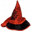 ČARODEJNÍCKY KLOBÚK ČIERNO-ČERVENÝ KOSTÝM DOPLNKY HALLOWEEN