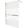 MEXEN/S - KIOTO Sprchová zástena WALK-IN s poličkou a držiakom uterákov 100 x 200, transparent/bialy vzór 8 mm, zlatá 800-100-121-50-85