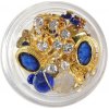 Top-Nechty Zlaté 3D ozdoby s kamienkami sapphire 5820