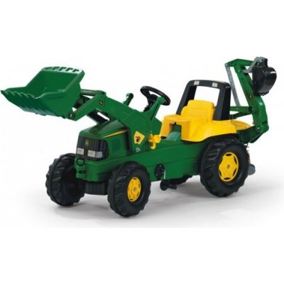 Rolly Toys Šľapací traktor John Deere + predný naklač + zadný bager