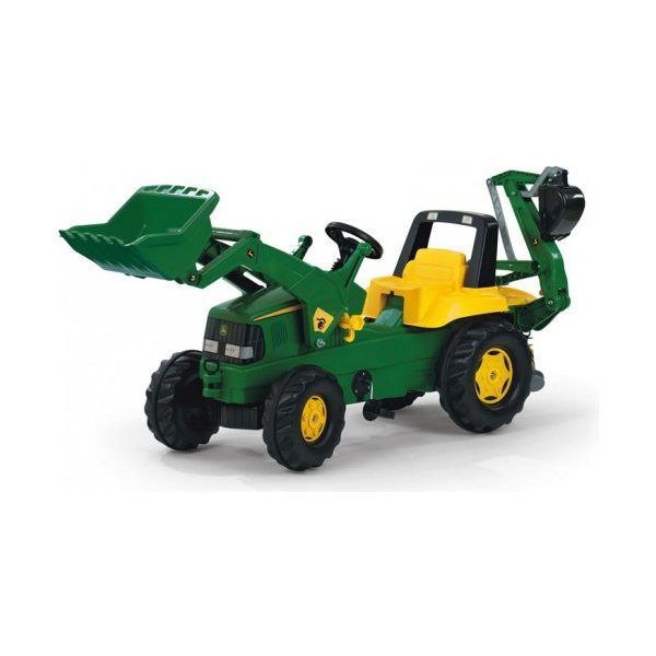 Šlapadlo Rolly Toys Šľapací traktor John Deere + predný naklač + zadný bager