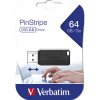 Verbatim USB flash disk, USB 2.0, 64GB, PinStripe, Store N Go, čierny, 49065, USB A, s výsuvným konektorom